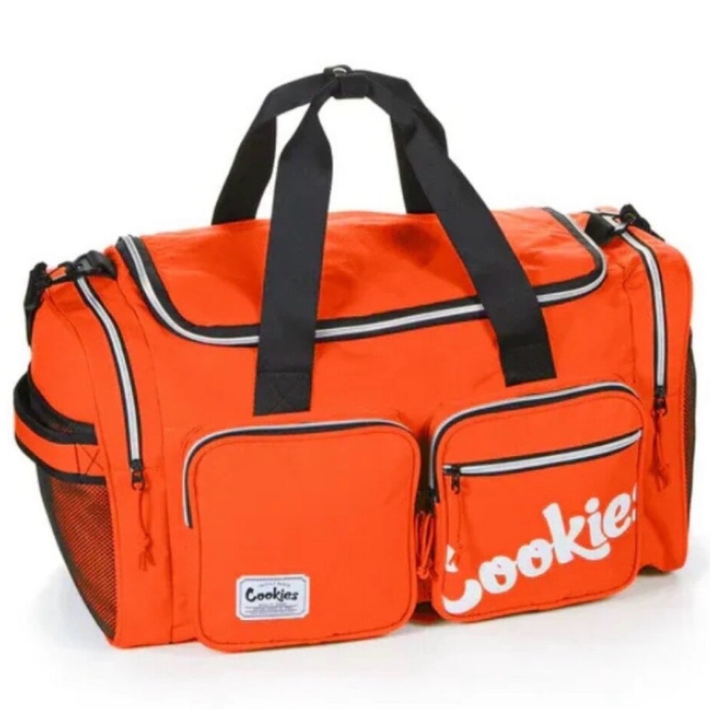 NWT Cookies Smell Proof Orange Duffle Bag 48L Canvas Nylon Travel Gym Weekender